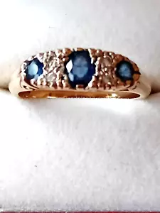 9ct gold diamond and sapphire ring - Picture 1 of 4