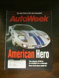 AUTO WEEK MAGAZINE JANUARY 14, 2002 FORD GT40 2002 VOLKSWAGEN BEETLE TURBO S CAR - Picture 1 of 2