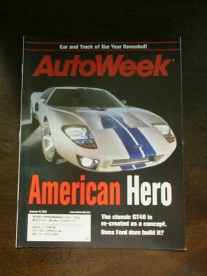 AUTO WEEK MAGAZINE JANUARY 14, 2002 FORD GT40 2002 VOLKSWAGEN BEETLE TURBO S CAR - Image 1 of 2