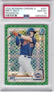 Brett Baty SP 2020 Bowman Chrome X Emerald Prism Refractor Parallel /31 PSA 10