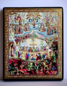 Ikone Jüngstes Gericht geweiht Holz икона Страшный суд освящена 12x10x2 cm - Picture 1 of 1