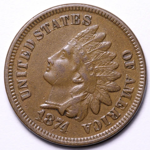 1874 Indian Head Cent Penny CHOICE AU+/UNC FREE SHIPPING E616 TPM Cover