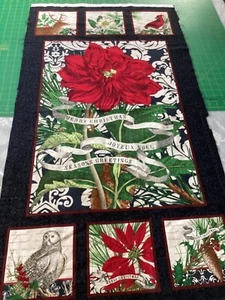 Studio E Joyeux Noel Merry Christmas Owl Panels Cotton Fabric 24” by WOF 43” - Picture 1 of 6