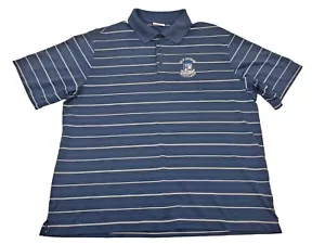 Nike Golf L Large Polo Shirt Blue Stripe Pullover Dri-Fit St. Andrews Scotland - Picture 1 of 8
