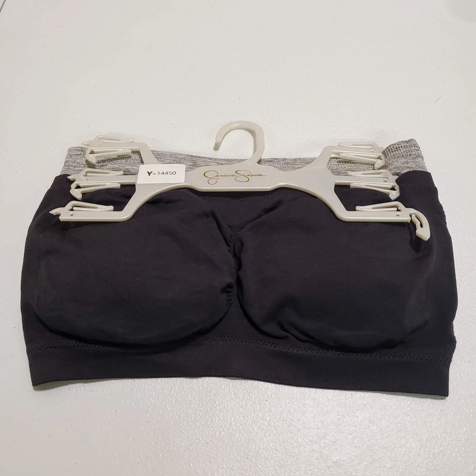 Jessica Simpson Mujer Sujetador Grande Gris y Negro Sin Tirantes Bandeau Conjunto de 2 Nuevo Sin Etiquetas Foto 1 de 4