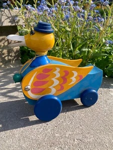 Ancien jouet en bois Canard à tirer à système TRES BON ETAT - Picture 1 of 5