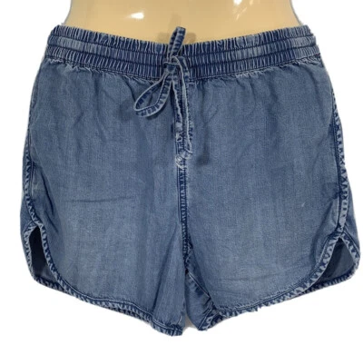 Pantalones Cortos Juicy Couture Mujer Denim Lyocell Pull-On Cintura Elástica Drapeada Azul XS Foto 1 de 4