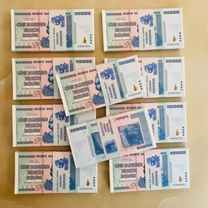100X Zimbabwe 100 Trillion Dollars Banknote 2008  AA Collectibles Notes - Picture 1 of 5