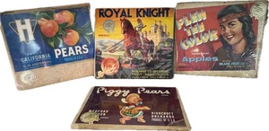 Lot von vier Vintage 1900-1950 Original Obstkisten Etiketten• keine Reproduktionen - Bild 1 von 12