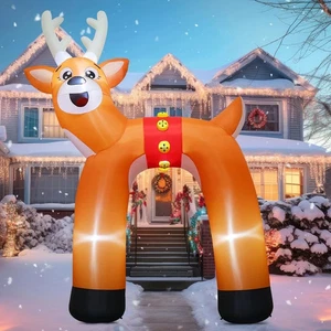 14ft Christmas Inflatables Outdoor Decorations Blow Up Reindeer Archway - Picture 1 of 10