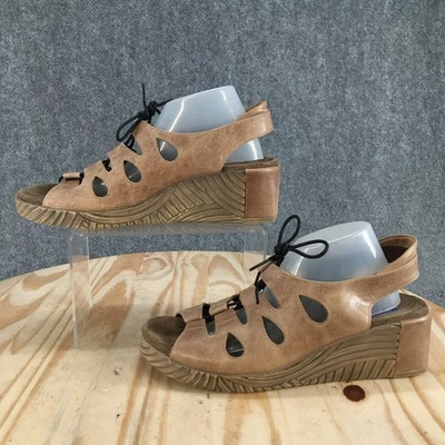 Sandalias Wolky para mujer 39 informales punta abierta recortadas cuña cuero marrón Foto 1 de 4