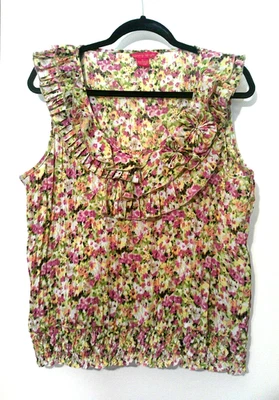 Sunny Leigh Women’s Ruffled Floral Watercolor Short Sleeved Top Size XL - Image 1 of 4