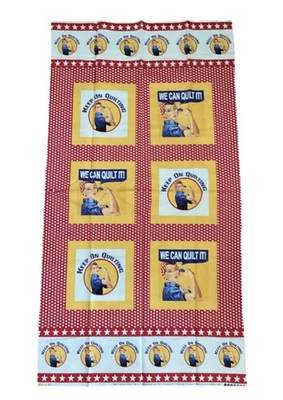We Can Quilt It fabric Panel Rosie the Riveter 43 X 23 in - Image 1 of 4