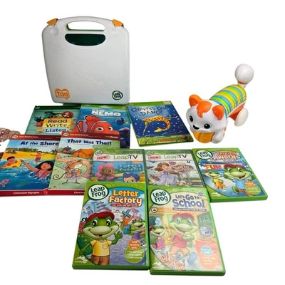 LOTE RANA SALTA ETIQUETA 5 libros 5 DVD de aprendizaje estuche de transporte conteo y gatito gatito gatito Foto 1 de 4