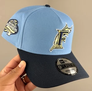 Gorra Florida Marlins New Era 9 Forty A Marco Snapback Sombrero WS Parche Lateral Bebé Azul - Imagen 1 de 7