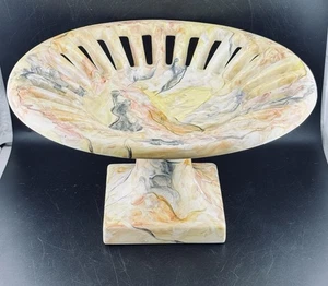 Vintage Hugo Quattrocchi Signed Pottery Pedestal Stand Bowl 11.5"x6.5" Canada - Picture 1 of 5