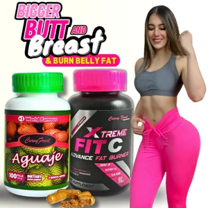 AGUAJE PILLS + FIT C XT : Enhance Your CURVES Naturally While Burning BELLY FAT - Picture 1 of 21