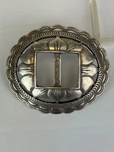 Vintage Taiwan ROC Marked South Western Flower Silver Tone Belt Buckle - Picture 1 of 3