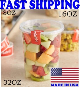 Clear Round Deli Food/Soup Storage Containers w/Lids Microwavable Plastic Combo - Picture 1 of 7