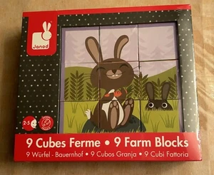 NEW Janod Kubkid Puzzle Blocks Animals 6 Puzzles and 9 Cubes - Picture 1 of 5