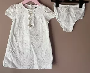 Girls BABY GAP White Dress & Nappy Cover Set age 3 years - Picture 1 of 9