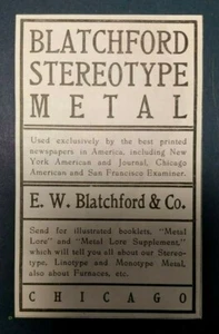 1903 Blatchford Stereotyp Metall Werbung Chicago - Bild 1 von 1