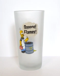 Homer Simpson Frosted Glass Oooooo Flamey 6in Pint Glass The Simpsons - Picture 1 of 7