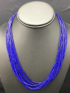 Navajo Stabilized Lapis Lazuli 10S Sterling Tube Heishi Necklace 19”4358 - Picture 1 of 12