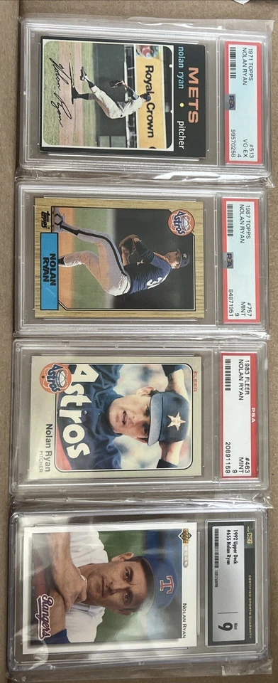 LOTE CLASIFICADO NOLAN RYAN 1971 TOPPS #513 PSA 4 1987 Topps y 1983 Fleer PSA 9 y 92 UD Foto 1 de 4