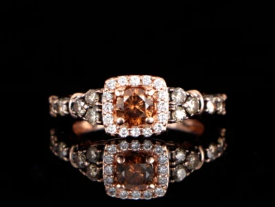 $2,899 LeVian 14K Rose Strawberry Gold 0.87ct Chocolate White Diamond Ring 4.75 - Image 1 of 4