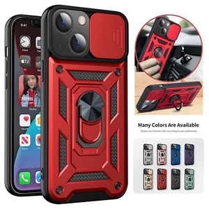 For iPhone 15 Pro Max 14 13 12 11 Hybrid Ring Stand Case Slide Camera Lens Cover - Picture 1 of 17