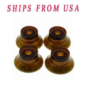 LP Guitar Bell Knobs 24 Fine Spline Top Hat Knobs fits Gibson Les Paul Amber - Picture 1 of 7