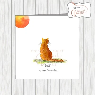 Personalised Cat Pet Sympathy Card Loss Bereavement Condolence Thinking Of You - Image 1 of 2