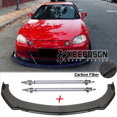 For Honda Acura Civic Del Sol Front Bumper Lip Splitter Spoiler Rod CARBON FIBER - Image 1 of 4