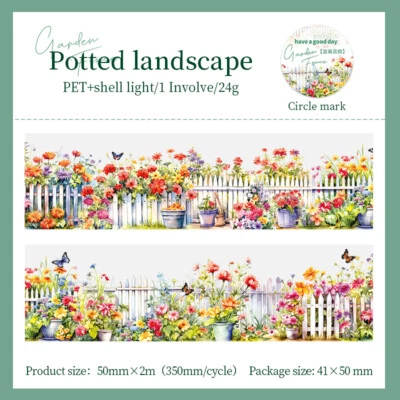 Flower Garden Fence PET Masking Tape Journals Album Decorative Card DIY Stickers - Image 1 of 4