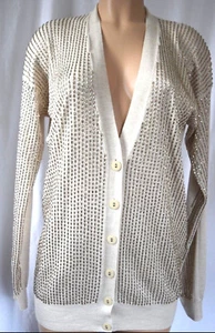 Stella MacCartney Cardigan beige Wolle/Seide Perlen vorne Knopfverschluss Größe 44 - Bild 1 von 8