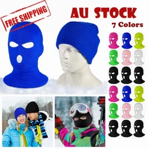 New 3 Holes Balaclava Windproof Ski Mask Full Face Neck Winter Warm Hat Hood AU - Picture 1 of 11