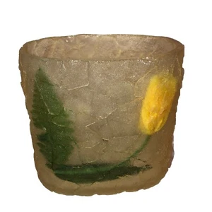 Cestino spazzatura acrilico lucite fiore seta incassato testurizzato vintage MCM - Foto 1 di 10