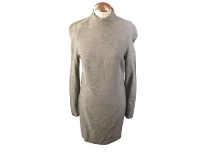 Vintage 90s RICHARD TYLER collection DRESS Grey 8 Long Sleeve Mock Neck Made USA - Image 1 of 4