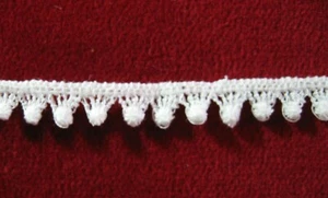 MINIATURE WHITE BALL LACE TRIM 3/8 INCH - PRECUT IN 1 YARD PIECES #3 - Picture 1 of 1
