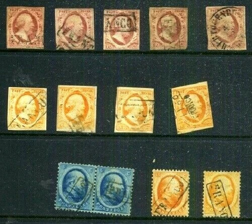 Netherlands  LOT  Sc 2x5  3x5  4 PAIR  4  5x2   6x2  USED  SHADES PMKS   FVF - Image 1 of 3
