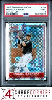 2006 BOWMAN CHROME XFRACTOR #194 MIGUEL CABRERA #/250 POP 5 PSA 9 - Image 1 of 3