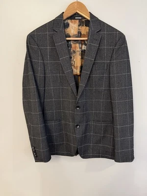Abrigo Blazer Chaqueta Deportivo Murano Calce Ajustado Gris Ventana Cuadros Para Hombre Talla M Foto 1 de 4