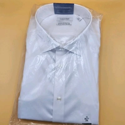 Calvin Klein Dress Shirt Infinite Wrinkle Free Slim Tall Stretch Flex  18 36/37  - Image 1 of 4