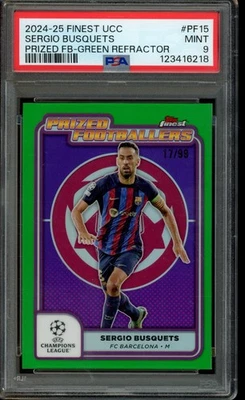 2024-25 Topps Finest Sergio Busquets Prized Footballers Green /99 #PF-15 PSA 9 - Image 1 of 2