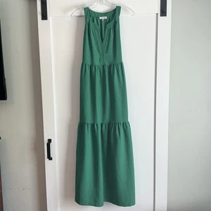 Calvin Klein Womens Tiered Long Maxi Dress Boho Prairie Green Size 6 - Picture 1 of 5