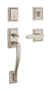 NEW Baldwin Torrey Pines Front Entry Handleset with Interior Lever SATIN NICKEL - Picture 1 of 3