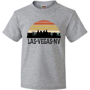 Inktastic Las Vegas Nevada Skyline Retro Youth T-Shirt Cities Trip Tee Kids Teen - Picture 1 of 8