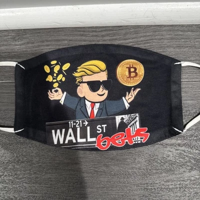 Wallstreetbets Handmade 100% Cotton Face Mask Stonks Bitcoin custom made  - Image 1 of 3