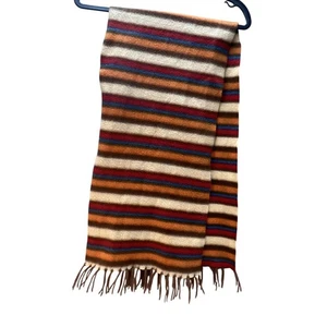 Royal Rossi 100% Cashmere Orange Brown Multicolor Fringed Scarf - Picture 1 of 5
